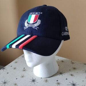 Adidas Italian Rugby Federation Navy Blue Men's Cap with Tricolor Stripes